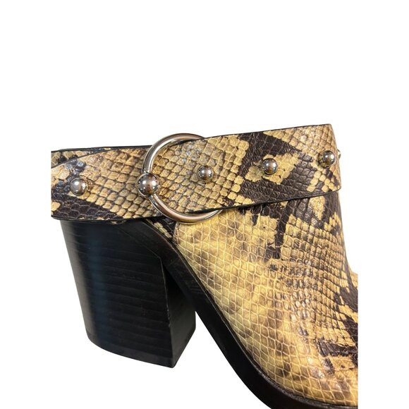 REBECCA MINKOFF Sallest Too Block Heel Mules Butter Exotic 8.5 Retail $198 - Picture 6 of 8